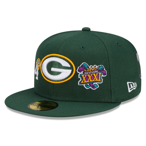 Green Bay Packers New Era NFL Exclusive COUNT THE RINGS 59Fifty Fitted Hat - Green/Gray Bottom