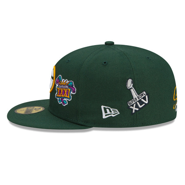 Green Bay Packers New Era NFL Exclusive COUNT THE RINGS 59Fifty Fitted Hat - Green/Gray Bottom