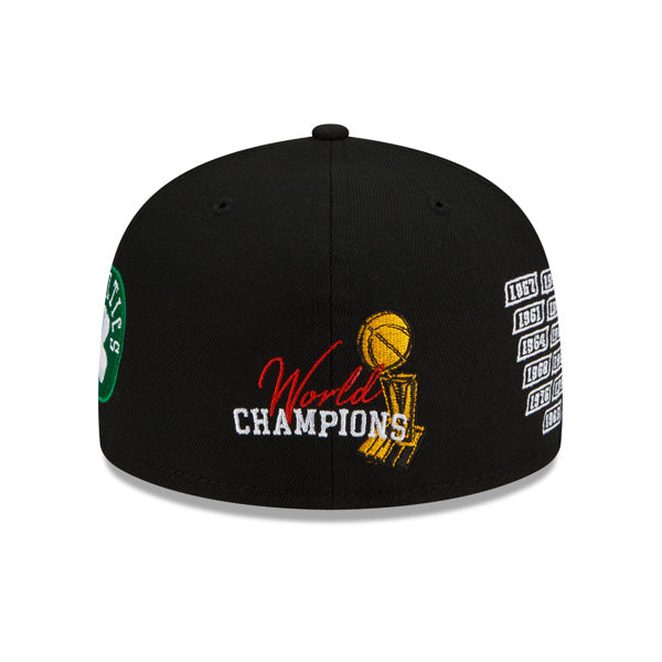 Boston Celtics New Era NBA Exclusive COUNT THE RINGS 59Fifty Fitted Hat - Black/Gray Bottom