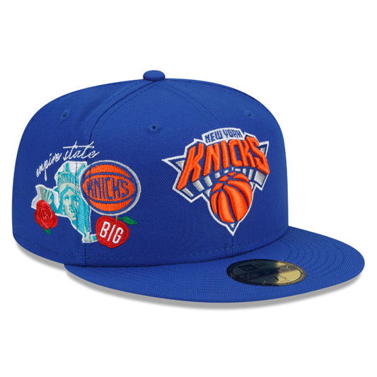 New York Knicks New Era NBA Exclusive CLUSTER 59Fifty Fitted Hat - Royal/Gray Bottom