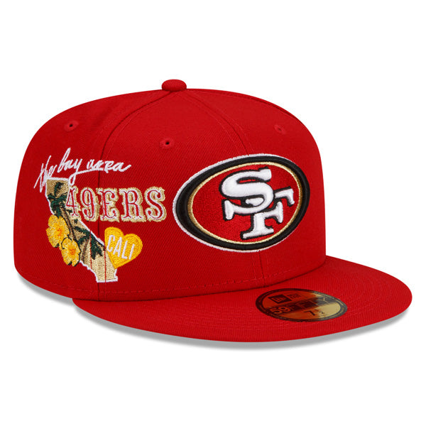 San Francisco 49ers New Era NFL Exclusive CLUSTER 59Fifty Fitted Hat - Scarlet/Gray Bottom