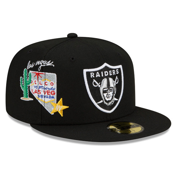 Las Vegas Raiders New Era NFL Exclusive CLUSTER 59Fifty Fitted Hat - Black/Gray Bottom
