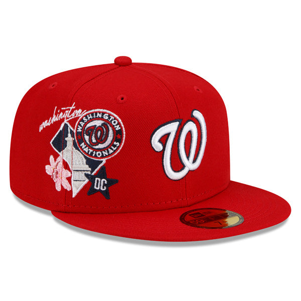Washington Nationals New Era MLB Exclusive CLUSTER 59Fifty Fitted Hat - Scarlet/Gray Bottom