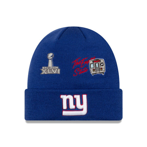 New York Giants New Era SUPER BOWL CITY TRANSIT Cuffed Knit NFL Hat - Blue