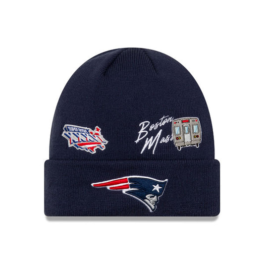 New England Patriots New Era SUPER BOWL CITY TRANSIT Cuffed Knit NFL Hat - Navy