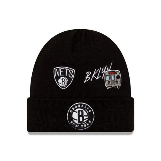 Brooklyn Nets New Era WORLD SERIES CITY TRANSIT Cuffed Knit NBA Hat - Black