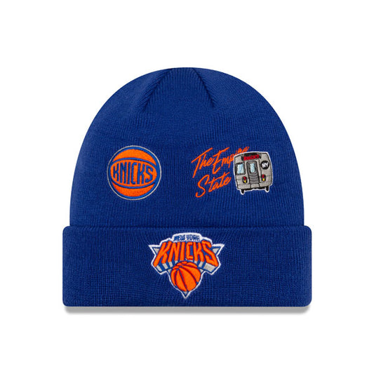 New York Knicks New Era WORLD SERIES CITY TRANSIT Cuffed Knit NBA Hat - Royal