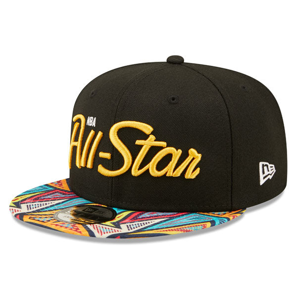 NBA Official New Era 2022 All-Star Game Pattern 9FIFTY Snapback Adjustable Hat - Black/Rainbow