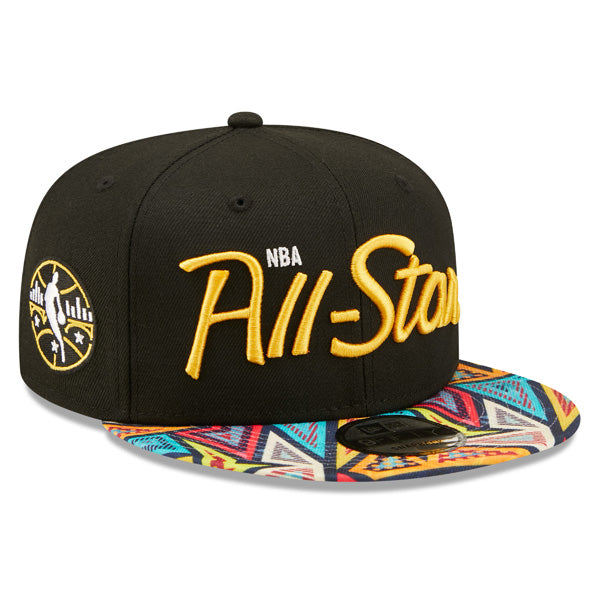 NBA Official New Era 2022 All-Star Game Pattern 9FIFTY Snapback Adjustable Hat - Black/Rainbow