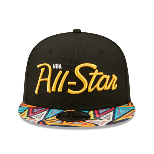 NBA Official New Era 2022 All-Star Game Pattern 9FIFTY Snapback Adjustable Hat - Black/Rainbow