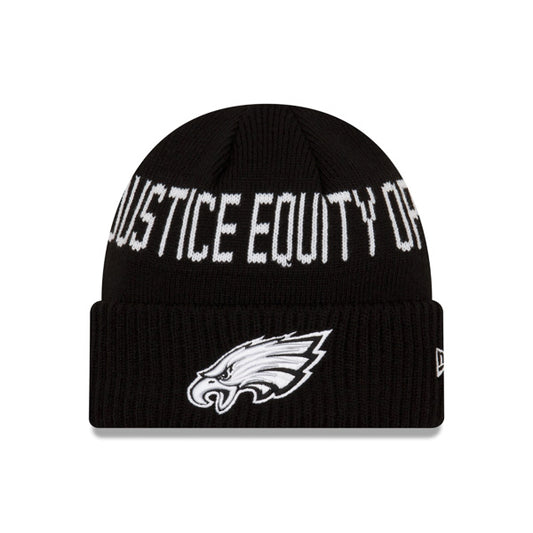 Philadelphia Eagles NFL Exclusive New Era TEAM SOCIAL JUSTICE Cuffed Knit Hat - Black