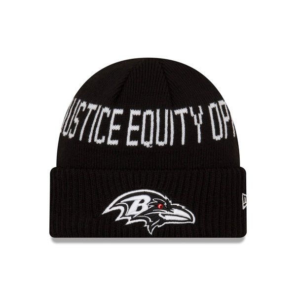 Baltimore Ravens NFL Exclusive New Era TEAM SOCIAL JUSTICE Cuffed Knit Hat - Black