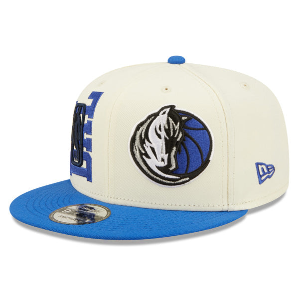 Dallas Mavericks New Era 2022 NBA Draft 9FIFTY Snapback Adjustable Hat - Cream/Blue