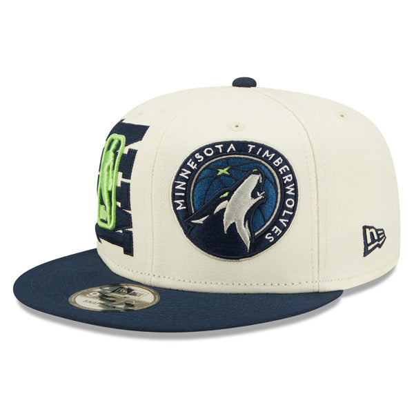 Minnesota Timberwolves New Era 2022 NBA Draft 9FIFTY Snapback Adjustable Hat - Cream/Navy