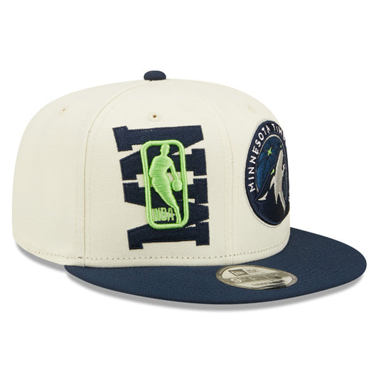 Minnesota Timberwolves New Era 2022 NBA Draft 9FIFTY Snapback Adjustable Hat - Cream/Navy