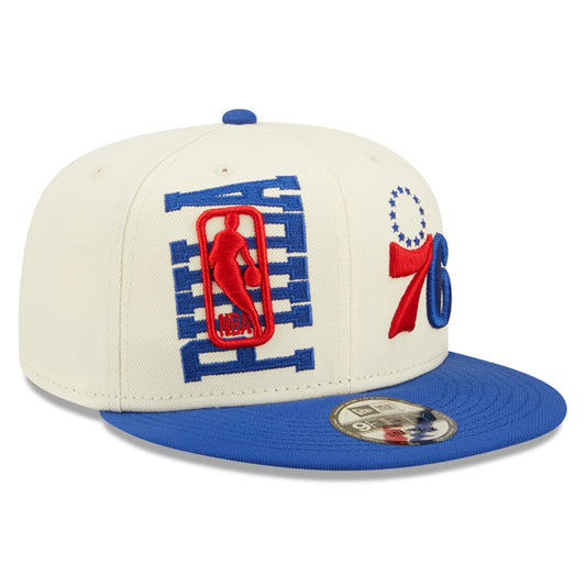 Philadelphia 76ers New Era 2022 NBA Draft 9FIFTY Snapback Adjustable Hat - Cream/Royal