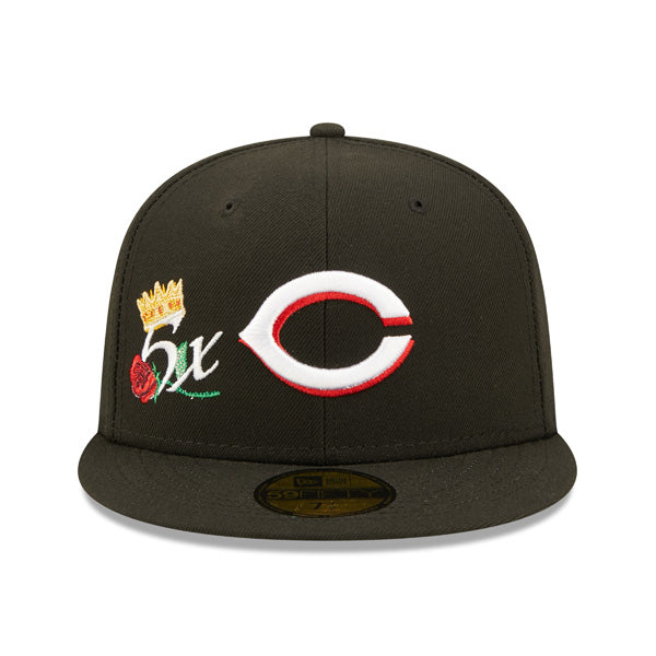 Cincinnati Reds 5-Time Champions CROWN CHAMPS Exclusive New Era 59Fifty Fitted Hat - Black