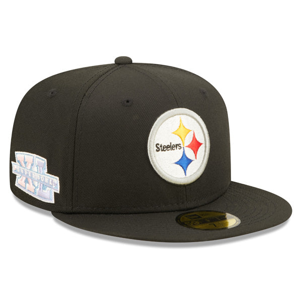 Pittsburgh Steelers SUPER BOWL XL (40) Exclusive New Era 59Fifty Fitted Hat - Black/Pink Bottom