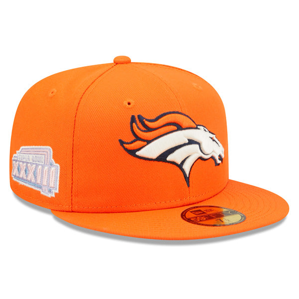 Denver Broncos SUPER BOWL XXXlll (33) Exclusive New Era 59Fifty Fitted Hat - Orange/Sky Bottom