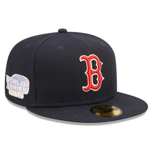 Boston Red Sox 2007 WORLD SERIES New Era POP-ALOT 59Fifty Fitted Hat - Navy/Pink Bottom