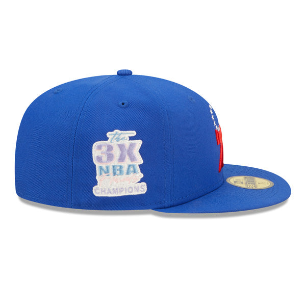 Philadelphia 76ers 3-TIME NBA CHAMPIONS New Era  EXCLUSIVE 59Fifty Fitted Hat - Royal/Pink Bottom