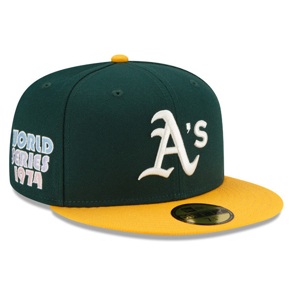 Oakland Athletics 1974 WORLD SERIES New Era POP-ALOT 59Fifty Fitted Hat - Green/Lavender