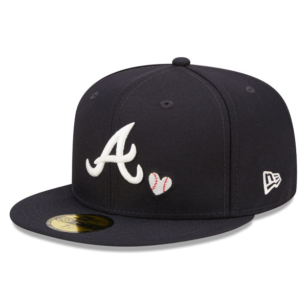 Atlanta Braves  1995 WORLD SERIES Exclusive TEAM HEARTS New Era Fitted 59Fifty MLB Hat -Navy