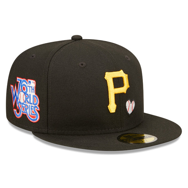 Pittsburgh Pirates 76th WORLD SERIES 1979 Exclusive TEAM HEARTS New Era Fitted 59Fifty MLB Hat -Black