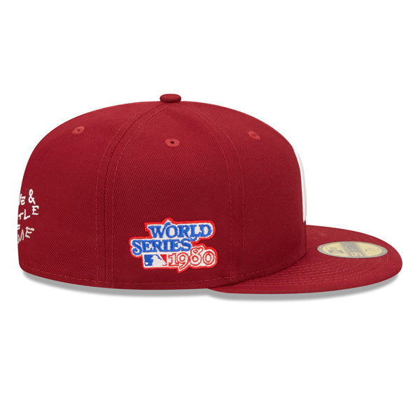 Philadelphia Phillies 1980 WORLD SERIES Exclusive TEAM HEARTS New Era Fitted 59Fifty MLB Hat -Maroon