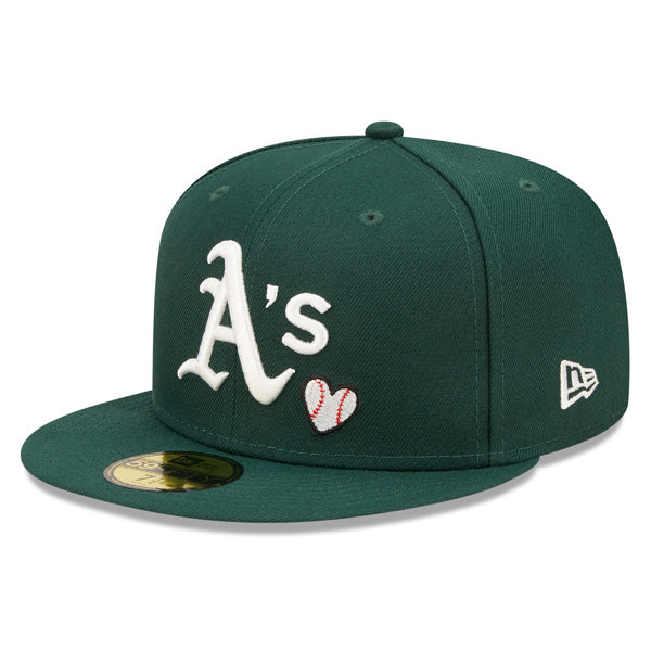 Oakland Athletics 1989 WORLD SERIES Exclusive TEAM HEARTS New Era Fitted 59Fifty MLB Hat - Green