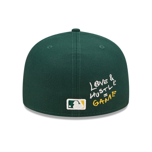 Oakland Athletics 1989 WORLD SERIES Exclusive TEAM HEARTS New Era Fitted 59Fifty MLB Hat - Green