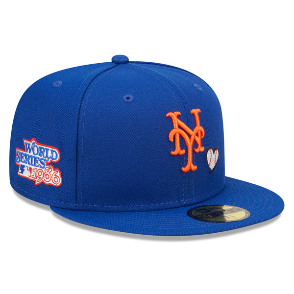 New York Mets 1986 WORLD SERIES Exclusive TEAM HEARTS New Era Fitted 59Fifty MLB Hat - Royal