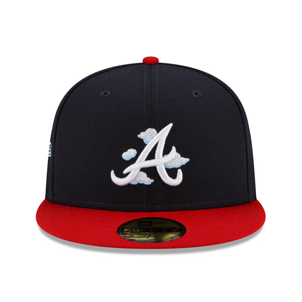 Atlanta Braves 1995 World Series New Era Exclusive COMIC CLOUD 59Fifty Fitted Hat - Navy/Red/Sky Bottom