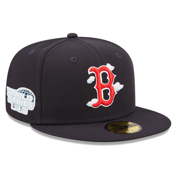 Boston Red Sox 1995 World Series New Era Exclusive COMIC CLOUD 59Fifty Fitted Hat - Navy/Red/Sky Bottom