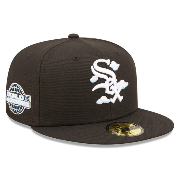 Chicago White Sox 2005 World Series New Era Exclusive COMIC CLOUD 59Fifty Fitted Hat - Black/Sky Bottom