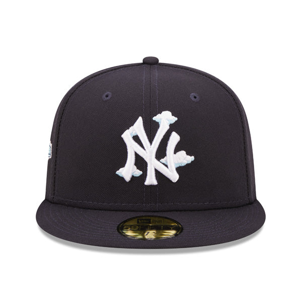 New York Yankees 1996 World Series New Era Exclusive COMIC CLOUD 59Fifty Fitted Hat - Navy/Sky Bottom