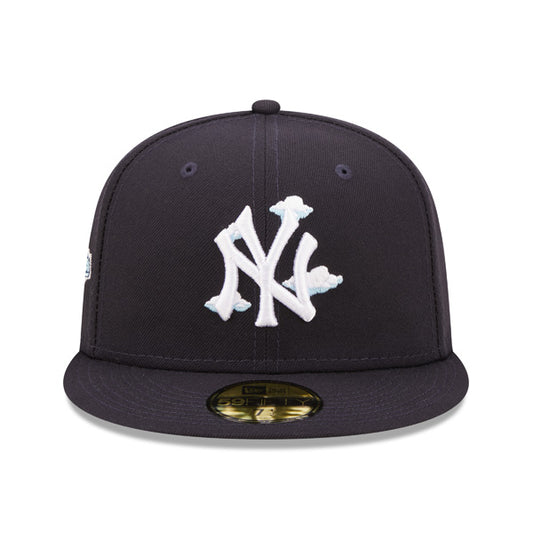 New York Yankees 1996 World Series New Era Exclusive COMIC CLOUD 59Fifty Fitted Hat - Navy/Sky Bottom