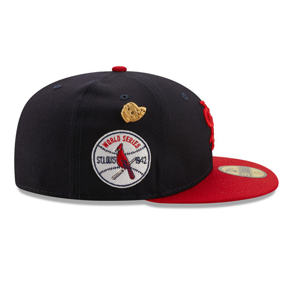 St.Louis Cardinals 1942 WORLD SERIES Exclusive New Era 59Fifty Fitted Hat - Navy/Red/Green Bottom