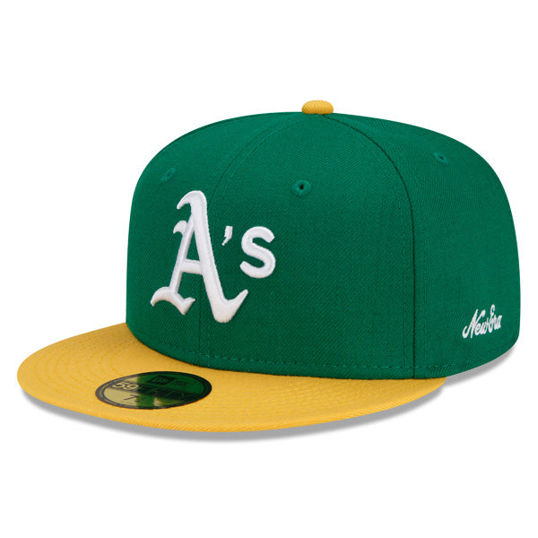 Oakland Athletics 1973 WORLD SERIES Exclusive New Era 59Fifty Fitted Hat - Green/Yellow/Green Bottom