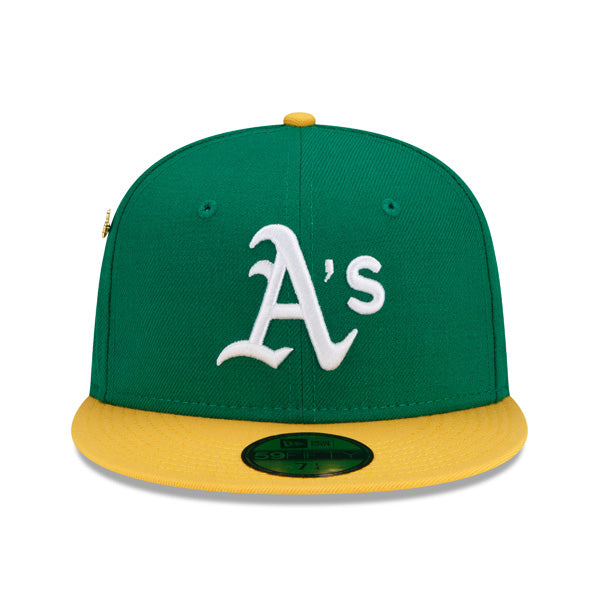 Oakland Athletics 1973 WORLD SERIES Exclusive New Era 59Fifty Fitted Hat - Green/Yellow/Green Bottom