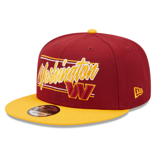 Washington Commanders New Era TEAM SCRIPT 9Fifty Snapback NFL Hat – Burgundy/Yellow