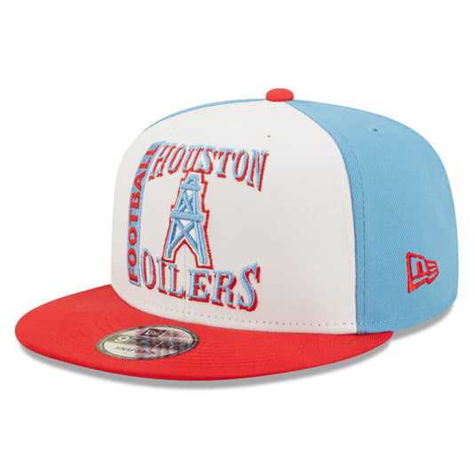 Houston Oilers New Era HELMET HIT 9Fifty Snapback NFL Hat – White/Red/Sky