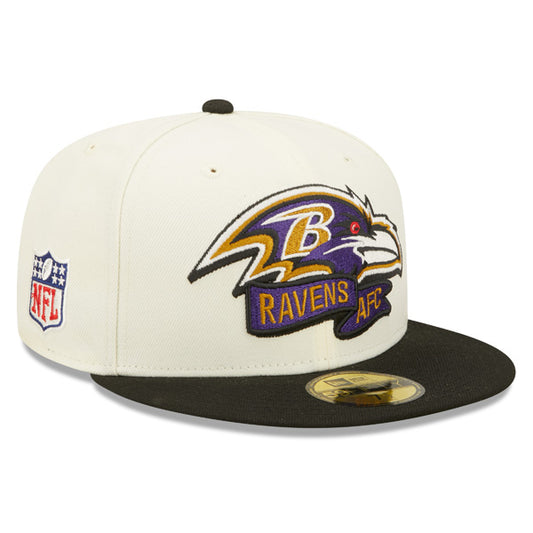 Baltimore Ravens New Era 2022 NFL Sideline 59FIFTY Fitted Hat - Chrome/Black