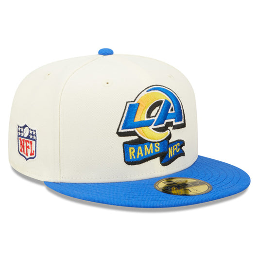 Los Angeles Rams New Era 2022 NFL Sideline 59FIFTY Fitted Hat - Chrome/Blue