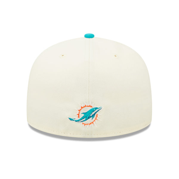 Miami Dolphins New Era 2022 NFL Sideline 59FIFTY Fitted Hat - Chrome/Aqua