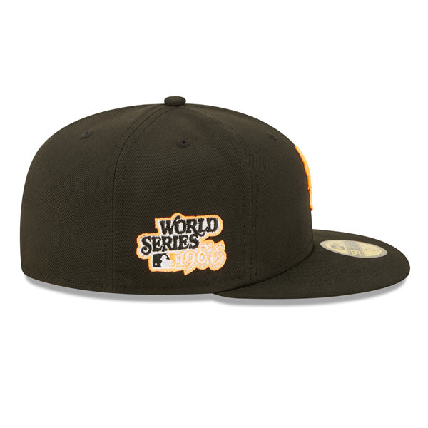 New York Mets 1986 Exclusive SUPER POP New Era Fitted 59Fifty MLB Hat -Black/Neon Orange