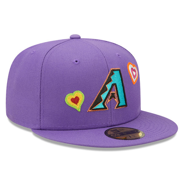 Arizona Diamondbacks CHAINED HEARTS Exclusive New Era Fitted 59Fifty MLB Hat -Lavender, Pink