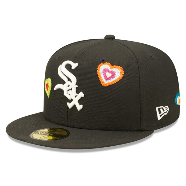 Chicago White Sox CHAINED HEARTS Exclusive New Era Fitted 59Fifty MLB Hat -Black/Pink