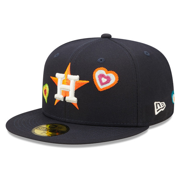 Houston Astros CHAINED HEARTS Exclusive New Era Fitted 59Fifty MLB Hat - Navy/Pink