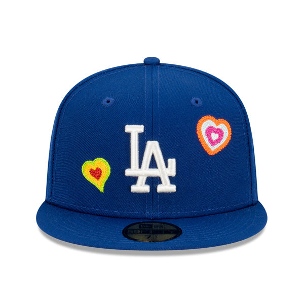 Los Angeles Dodgers CHAINED HEARTS Exclusive New Era Fitted 59Fifty MLB Hat -Royal/Pink